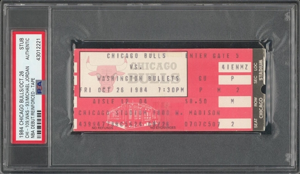 1984 Michael Jordan NBA Debut Chicago Bulls Ticket Stub From 10/26/1984 (PSA)